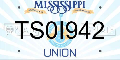 TS0I942 Mississippi License Plate