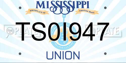 TS0I947 Mississippi License Plate