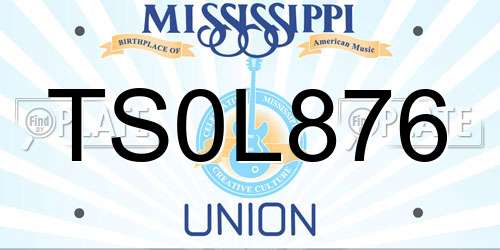 TS0L876 Mississippi License Plate