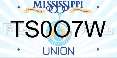 TS0O7W Mississippi License Plate