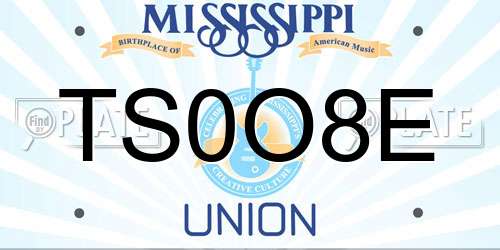 TS0O8E Mississippi License Plate