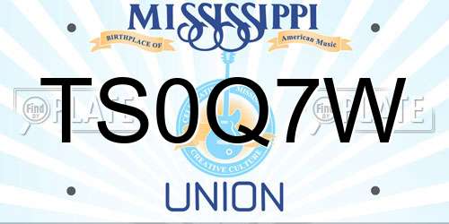 TS0Q7W Mississippi License Plate