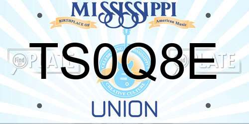 TS0Q8E Mississippi License Plate