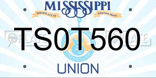 TS0T560 Mississippi License Plate