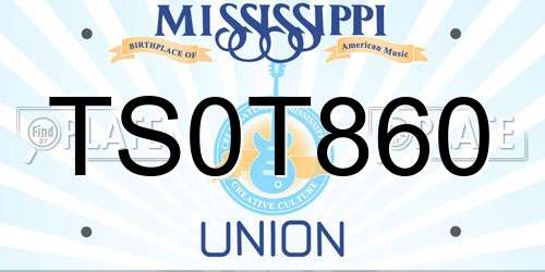 TS0T860 Mississippi License Plate