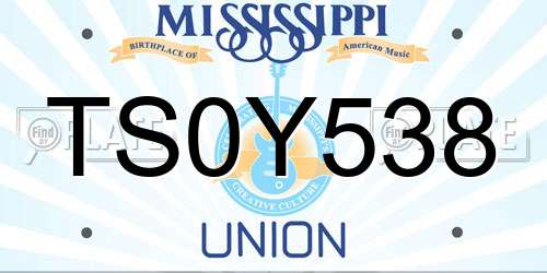 TS0Y538 Mississippi License Plate