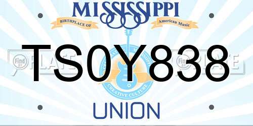 TS0Y838 Mississippi License Plate