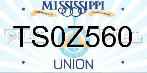 TS0Z560 Mississippi License Plate
