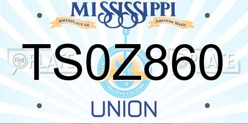 TS0Z860 Mississippi License Plate