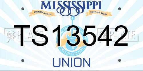 TS13542 Mississippi License Plate