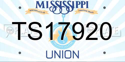 TS17920 Mississippi License Plate