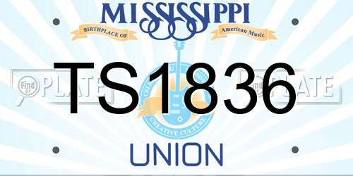 TS1836 Mississippi License Plate