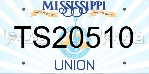 TS20510 Mississippi License Plate