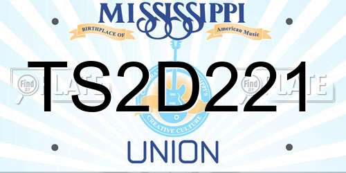 TS2D221 Mississippi License Plate
