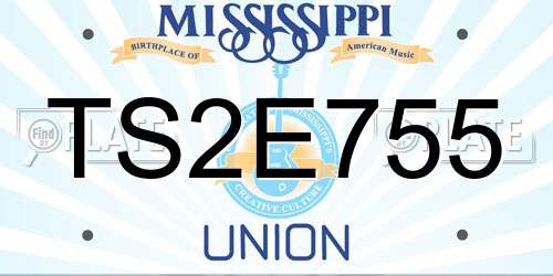 TS2E755 Mississippi License Plate