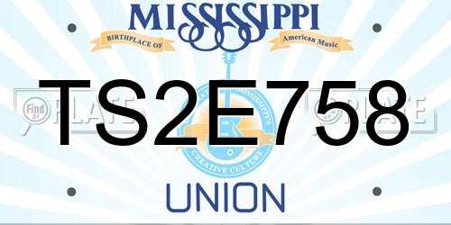 TS2E758 Mississippi License Plate