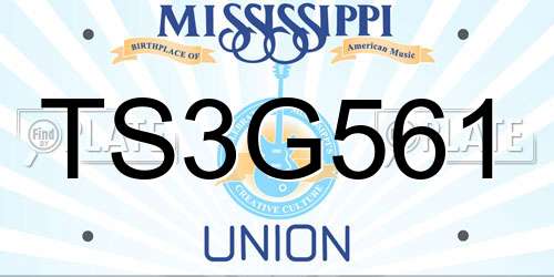 TS3G561 Mississippi License Plate