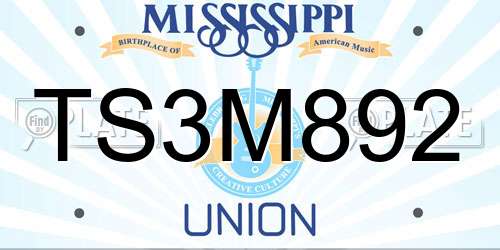 TS3M892 Mississippi License Plate