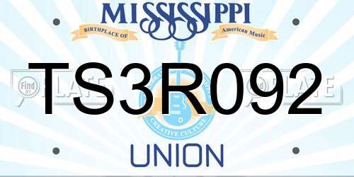 TS3R092 Mississippi License Plate
