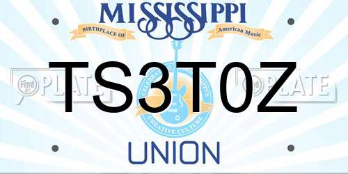 TS3T0Z Mississippi License Plate