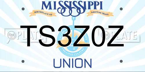 TS3Z0Z Mississippi License Plate