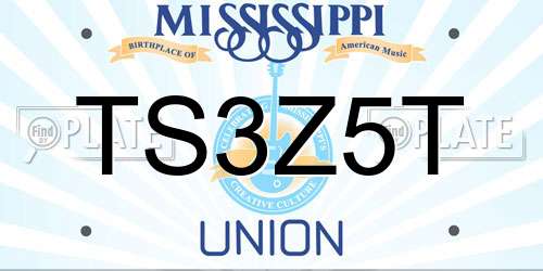 TS3Z5T Mississippi License Plate