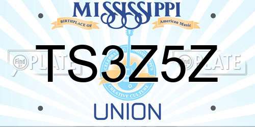 TS3Z5Z Mississippi License Plate