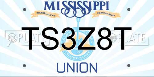 TS3Z8T Mississippi License Plate