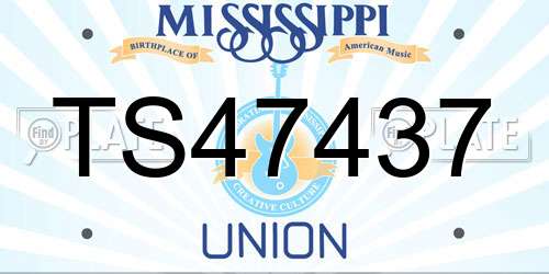 TS47437 Mississippi License Plate