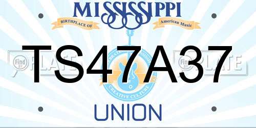TS47A37 Mississippi License Plate