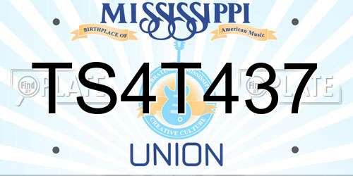 TS4T437 Mississippi License Plate