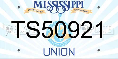 TS50921 Mississippi License Plate