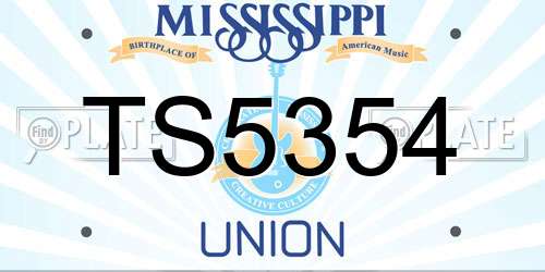 TS5354 Mississippi License Plate