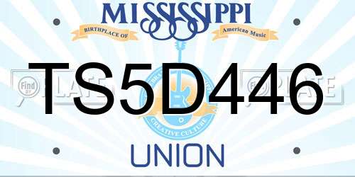 TS5D446 Mississippi License Plate