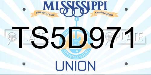TS5D971 Mississippi License Plate