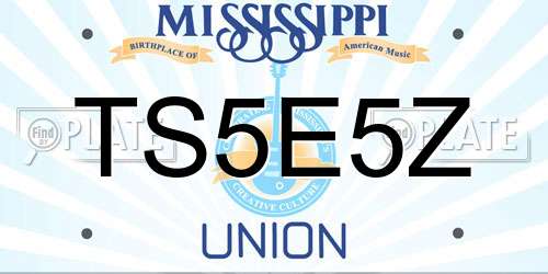 TS5E5Z Mississippi License Plate