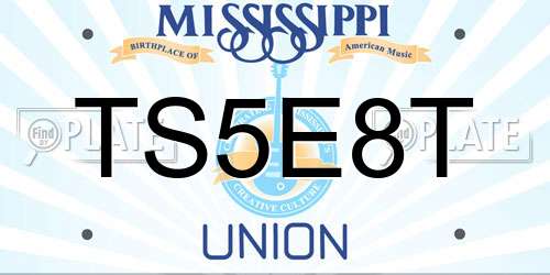 TS5E8T Mississippi License Plate