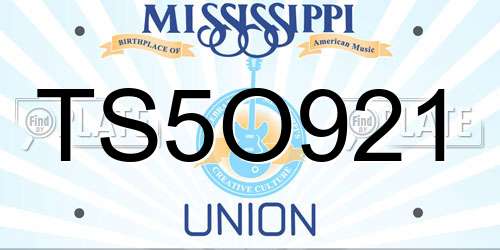 TS5O921 Mississippi License Plate