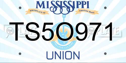 TS5O971 Mississippi License Plate