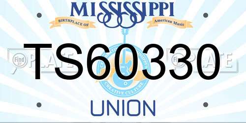 TS60330 Mississippi License Plate