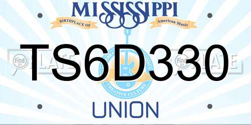 TS6D330 Mississippi License Plate