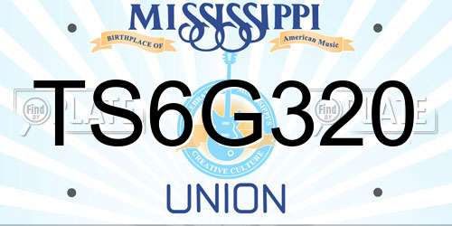 TS6G320 Mississippi License Plate