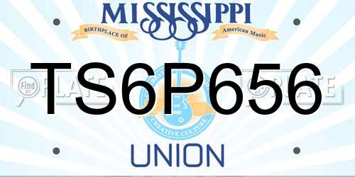 TS6P656 Mississippi License Plate