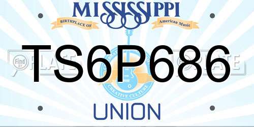 TS6P686 Mississippi License Plate