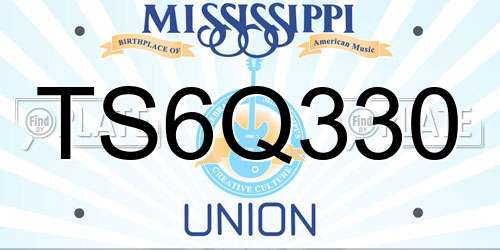 TS6Q330 Mississippi License Plate