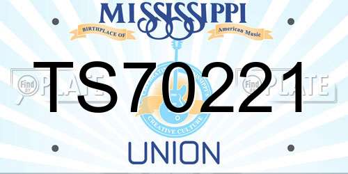 TS70221 Mississippi License Plate