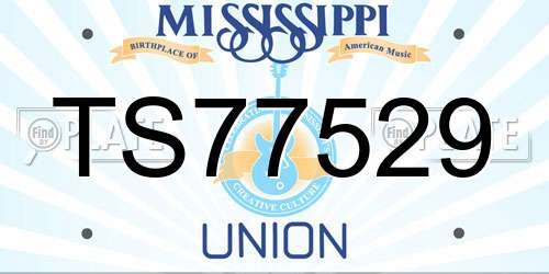 TS77529 Mississippi License Plate