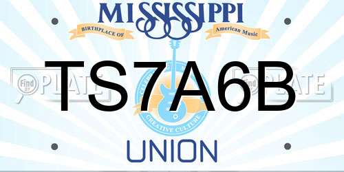 TS7A6B Mississippi License Plate