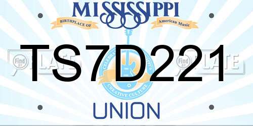 TS7D221 Mississippi License Plate