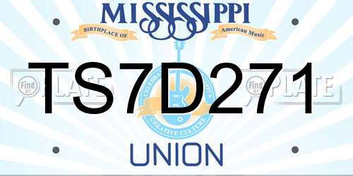 TS7D271 Mississippi License Plate